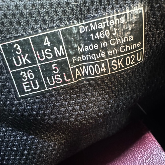 Dr. Martens 1460 J Cherry Leather Boots big kids 6/womens 6.5-7/EU37 - Picture 9 of 9